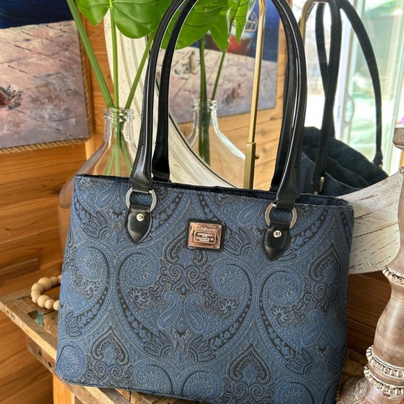 Liz Claiborne Blue Patterned Handbag preloved - Picture 1 of 8